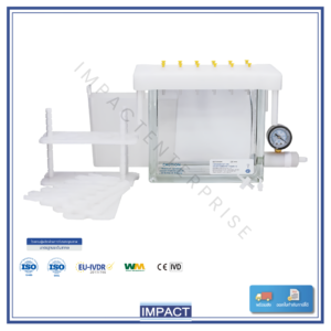 Vacuum manifold CHROMABOND 730150N 12 ช่อง ครบชุด พร้อมชั้นวาง ถังรับน้ำเสีย และเกจวัดสุญญากาศ